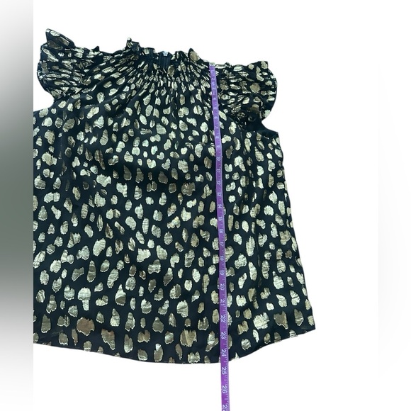 Rebecca Taylor Sleeveless Leopard Metallic Silk-Blend Top in Black Combo Sz Med - Picture 5 of 10